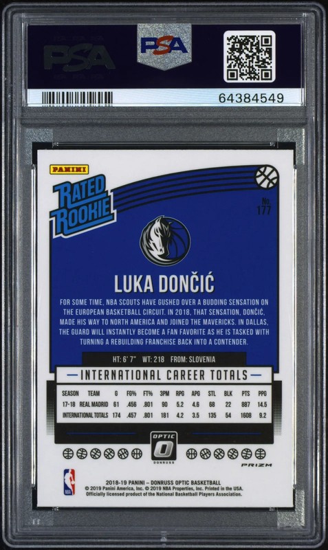 2018 Panini Donruss Optic Luka Doncic Holo PSA 10 view 2