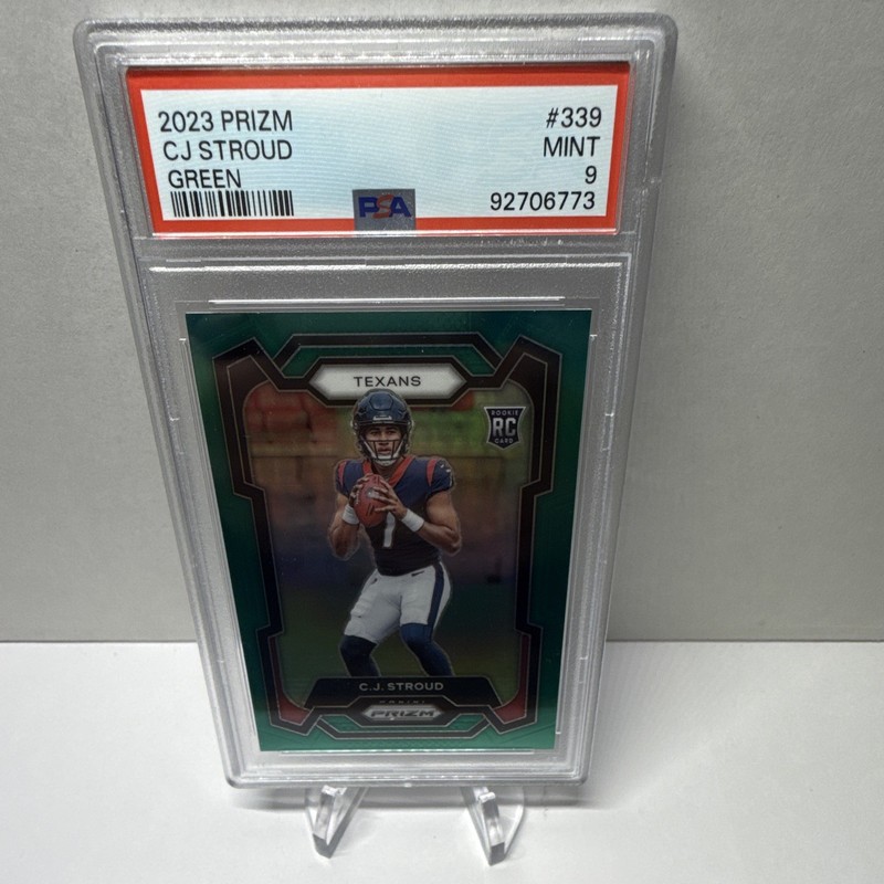 2023 Panini Prizm Rookies C.J. Stroud Green Prizm #339 (RC) PSA 9 Texans view 1