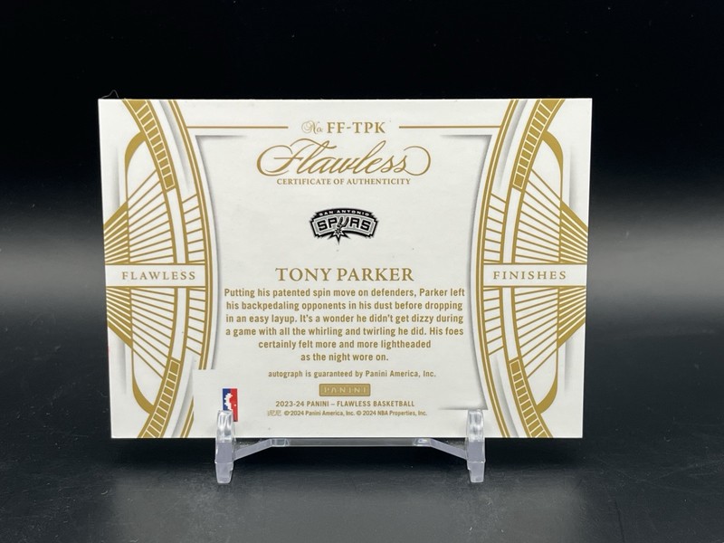 2023-24 Flawless - Flawless Finishes TONY PARKER Auto /15 Ruby #FF-TPK HOF Spurs view 2