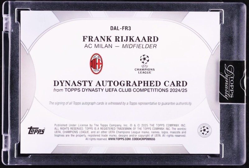 FRANK RIJKAARD 2024 Topps Dynasty UCC #DAL-FR3 AUTO Black /5 view 2