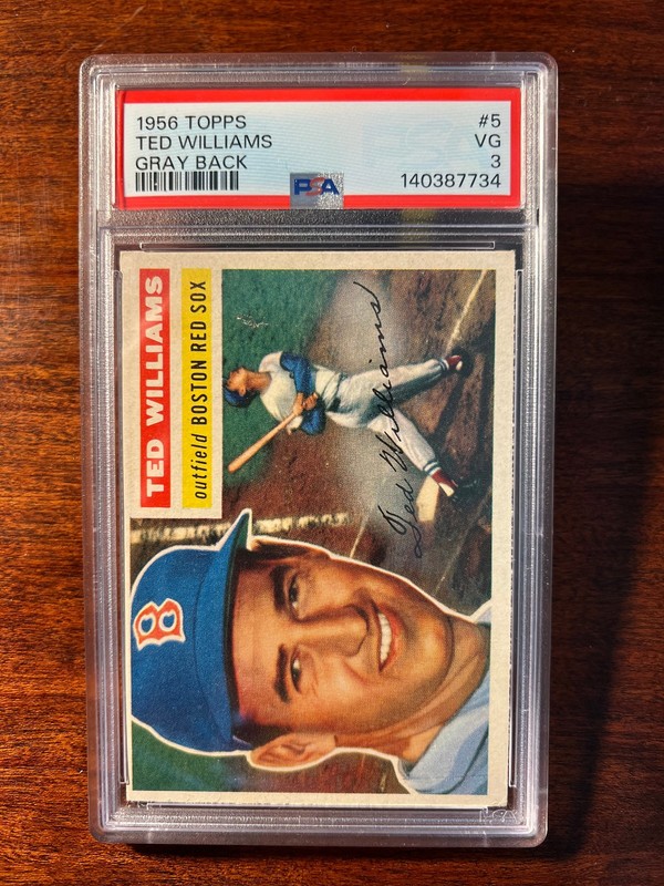 1956 Topps Baseball Ted Williams (HOF) #5 PSA 3 Gray Back - Just Graded