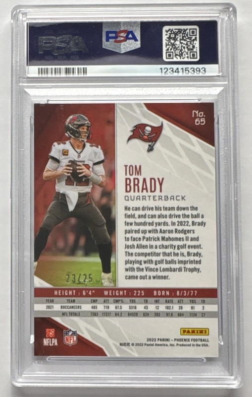 2022 Panini Phoenix - Tom Brady #65 Green /25 PSA 8 NFL Buccaneers view 2