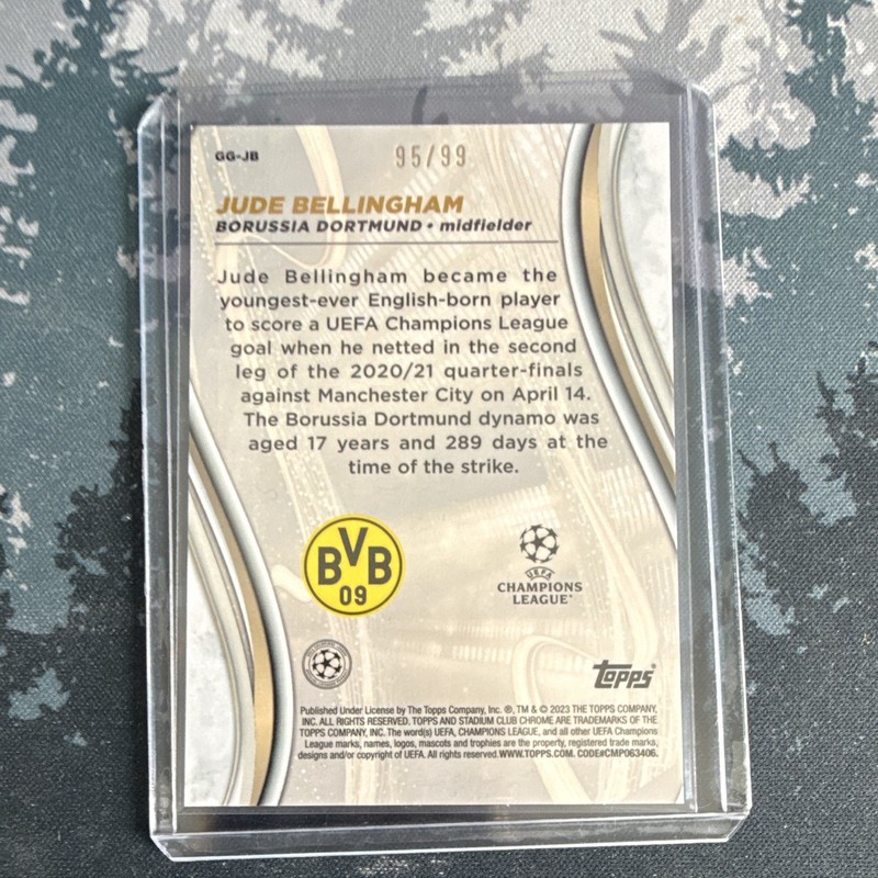 Topps 2022-23 Stadium Club Chrome Glimpses Jude Bellingham BVB Green /99 GG-JB view 2
