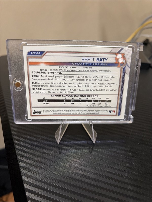 2021 Bowman Brett Baty Superfractor 1/1 view 2