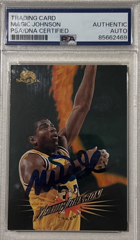 🔥MAGIC JOHNSON~ PSA/DNA Certified ON CARD AUTO (1996 Skybox #301)🔥HOF