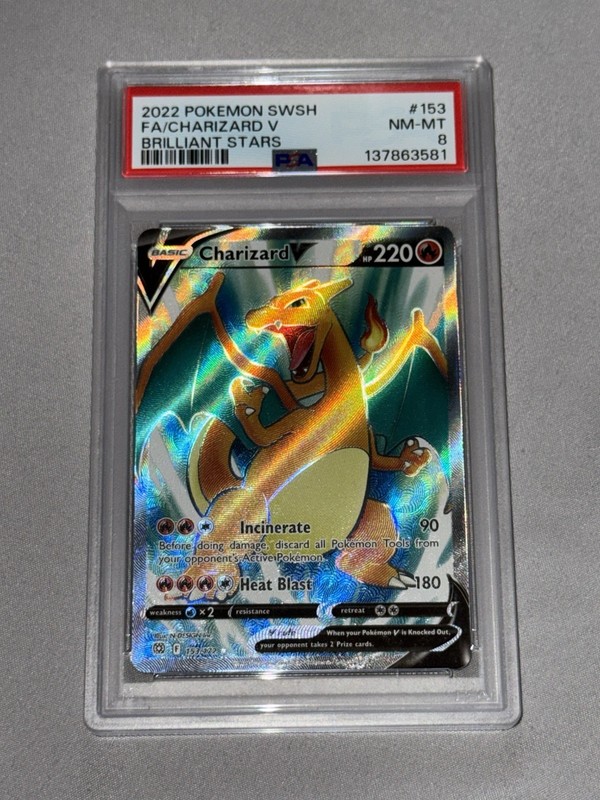 2022 Pokemon Brilliant Stars Charizard V 153/172 Full Art Ultra Rare Holo PSA 8