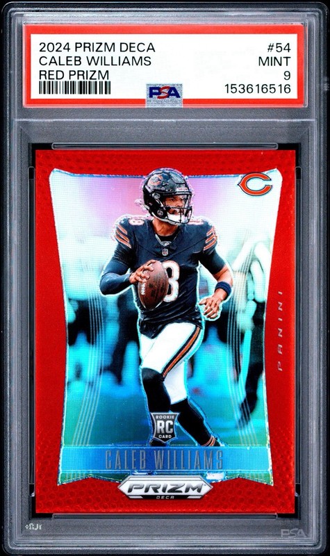 2024 Panini Prizm Deca Caleb Williams #54 Red Prizm /199 RC PSA 9 Chicago Bears