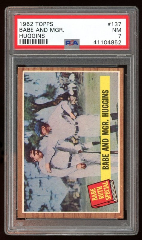 1962 Topps #137 Babe Ruth Special Babe and Mgr. Huggins PSA 7