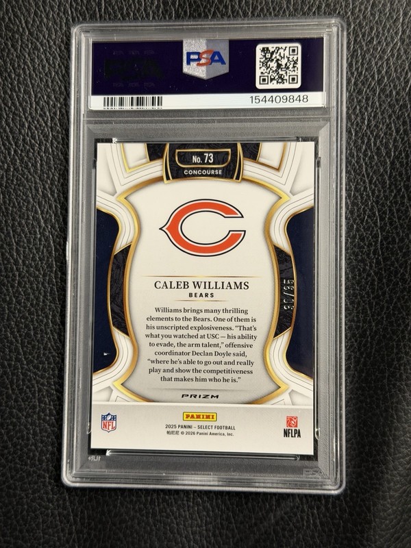 2025 Select Caleb Williams White Prizm # /35 PSA 10 Gem Mint Pop 1 Bears view 2