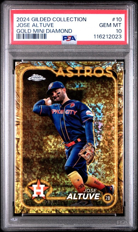 JOSE ALTUVE 2024 TOPPS GILDED COLLECTION #10 GOLD MINI DIAMOND [#20/50] PSA 10