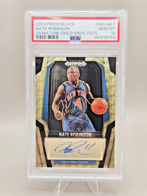 NATE ROBINSON 2024 Prizm Black #SIG-NAT Gold Vinyl FOTL Auto  /5  PSA 10 - POP 1