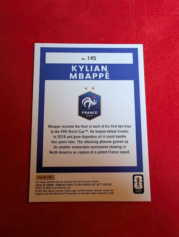 2025-26 Donruss Road to World Cup - Kylian Mbappe - Diamond #145 France view 2