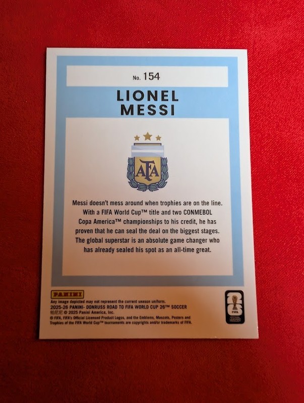 2025-26 Donruss Optic Lionel Messi #154 Road to FIFA World Cup 26 Argentina view 2