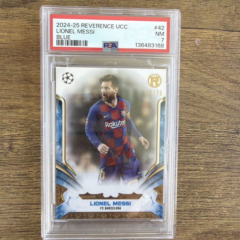 2024-25 Topps Reverence UCC Lionel Messi Blue /75 PSA 7