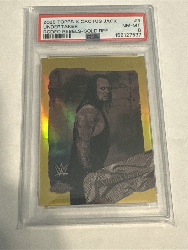 2025 Topps Chrome WWE x Cactus Jack Rodeo Rebels Undertaker Gold /50 PSA 8
