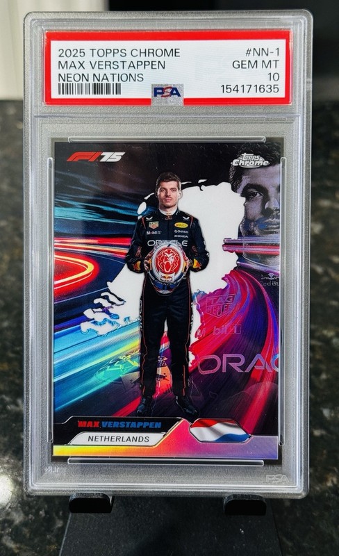 2025 Topps Chrome F1 Max Verstappen Neon Nations PSA 10 SSP Case Hit