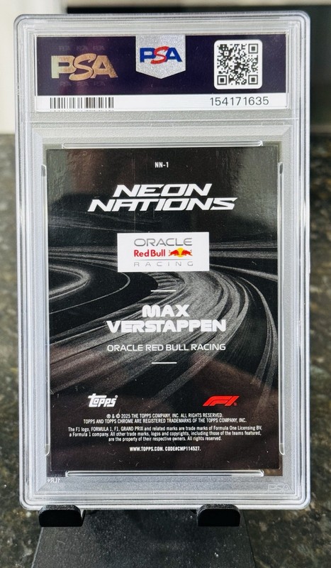 2025 Topps Chrome F1 Max Verstappen Neon Nations PSA 10 SSP Case Hit view 2