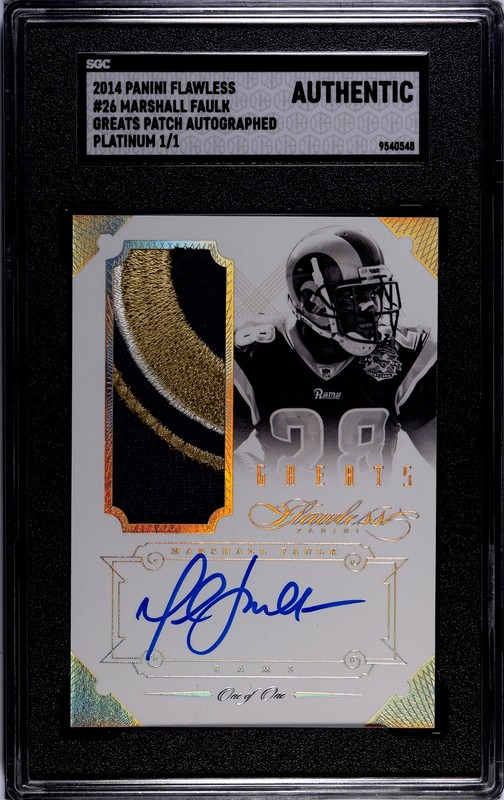 2014 Panini Flawless Marshall FAULK 1/1 game used jersey Patch auto HOF