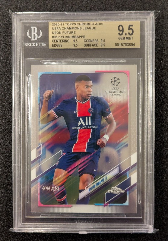 Kylian Mbappé ⚽ 202-21 Topps Chrome X Aoki UCL Neon Future #95 ⚽ BGS 9.5 ⚽ PSG