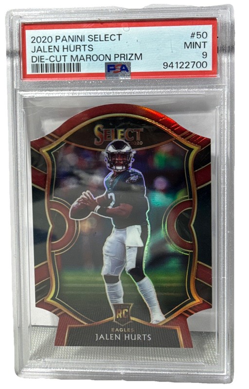 Panini Select Concourse Jalen Hurts #50 Maroon Prizm Die-Cut PSA 9 RC