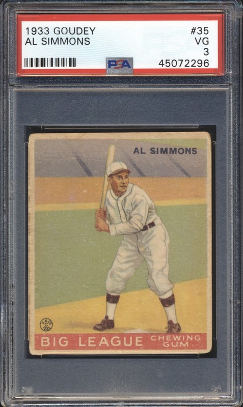 1933 Goudey Baseball Al Simmons #35 PSA 3 CHICAGO WHITE SOX VG HOF