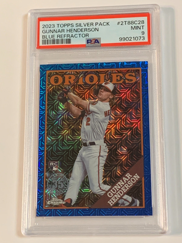2023 Topps Silver Pack Blue Refractor Gunnar Henderson RC /150 - PSA 9 (Mint)