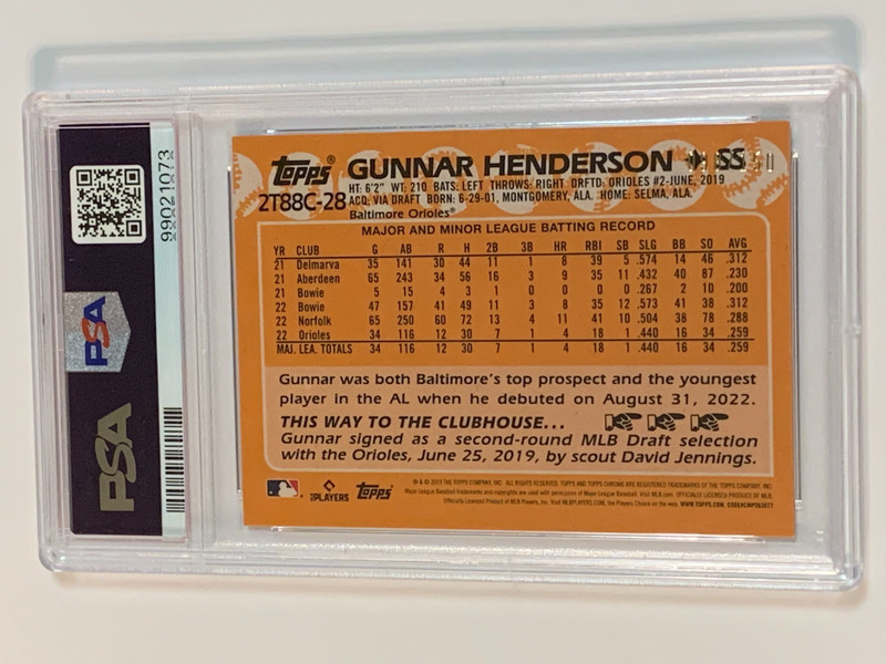 2023 Topps Silver Pack Blue Refractor Gunnar Henderson RC /150 - PSA 9 (Mint) view 2