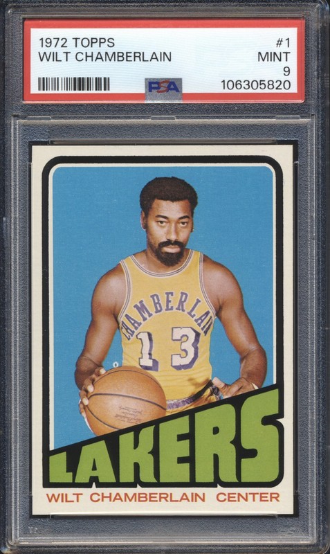 1972 Topps Basketball Wilt Chamberlain #1 PSA 9 LOS ANGELES LAKERS MINT HOF