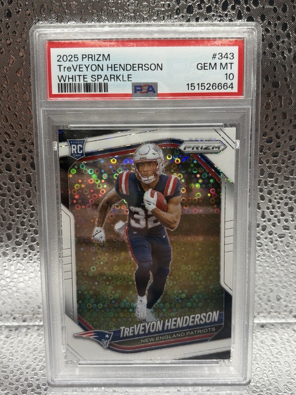 2025 Panini Prizm-TreVeyon Henderson White Sparkle Prizm #343 (RC) PSA 10 GEM MT
