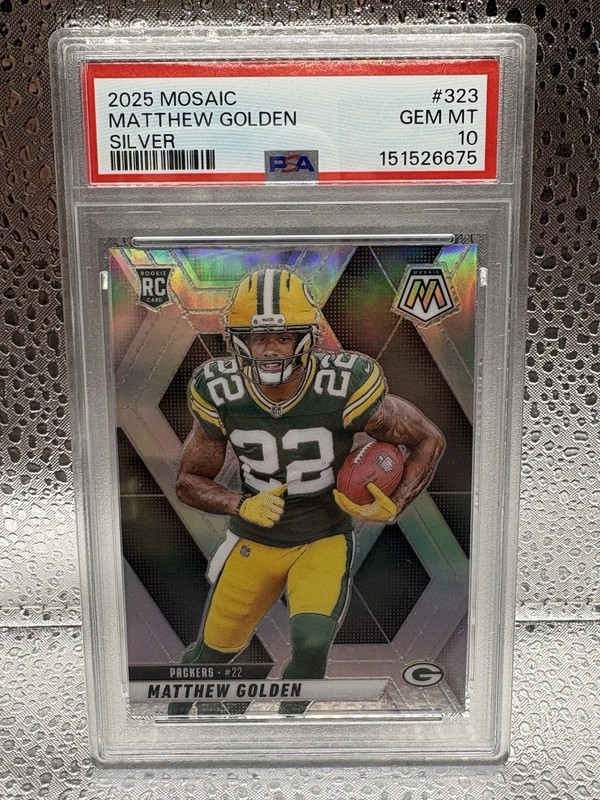 2025 Panini Mosaic-Matthew Golden Silver Prizm #323 (RC) PSA 10 GEM MT