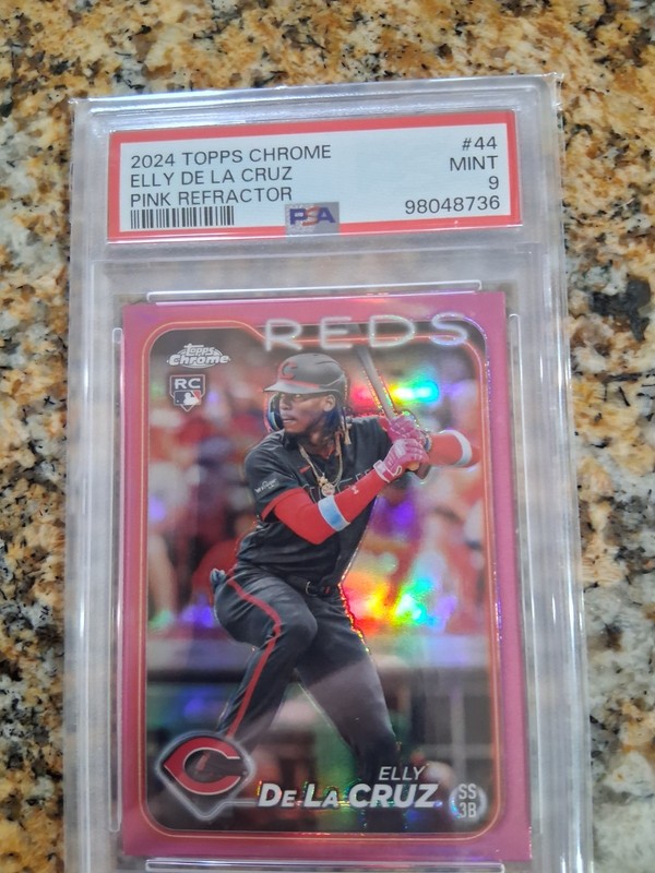 2024 Elly De La Cruz Topps Chrome Pink Refractor PSA 9 RC