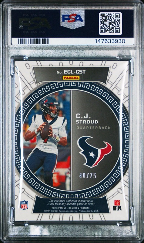 2023 Panini Obsidian C.J. Stroud Eclipse Materials EE Purple /75 PSA 9 RC Texans view 2