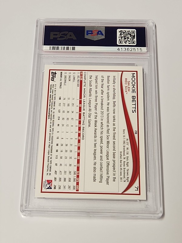2014 Topps Pro Debut MOOKIE BETTS #71 PSA 10 view 2