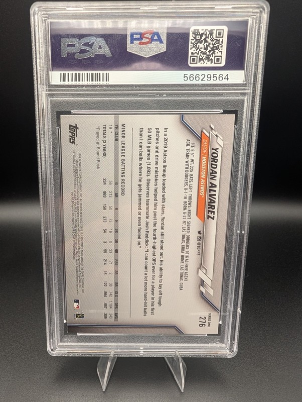 2020 Topps #276 Yordan Alvarez Houston Astros RC Rookie PSA 9 MINT view 2