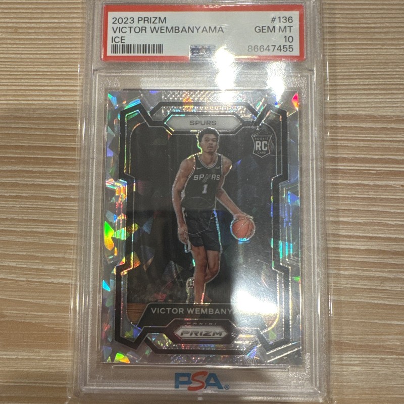 2023 NBA Prizm Basketball Victor Wembanyama Ice #136 PSA 10 Gem Mint view 2