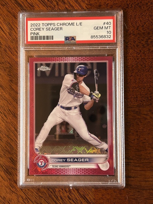2022 Topps Chrome Logofractor Corey Seager Pink Refractor/199 PSA 10 Pop 1