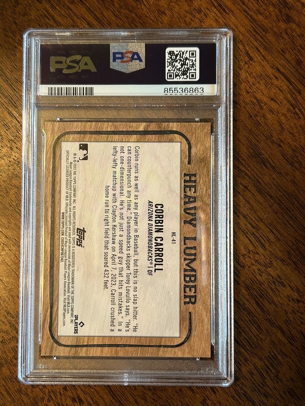2023 Topps Corbin Carroll Heavy Lumber HL41 PSA 9 view 2
