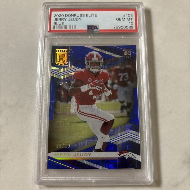 2020 Panini Donruss Elite - Rookies Jerry Jeudy #103 Blue /10 (RC) PSA 10