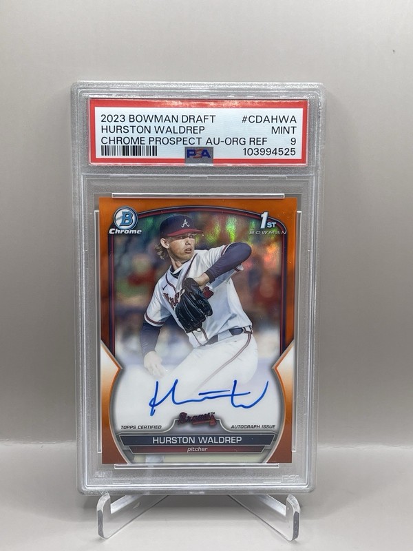 2023 Bowman Chrome Draft Hurston Waldrep 1st True Orange Auto /25 PSA 9 Braves