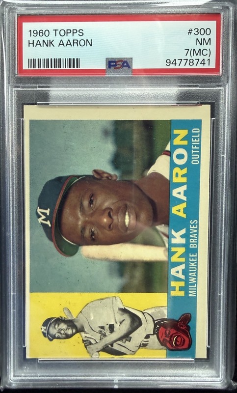 1960 Topps Hank Aaron #300 PSA 7 NM Braves - Card Crisp Corners Great Eye Appeal