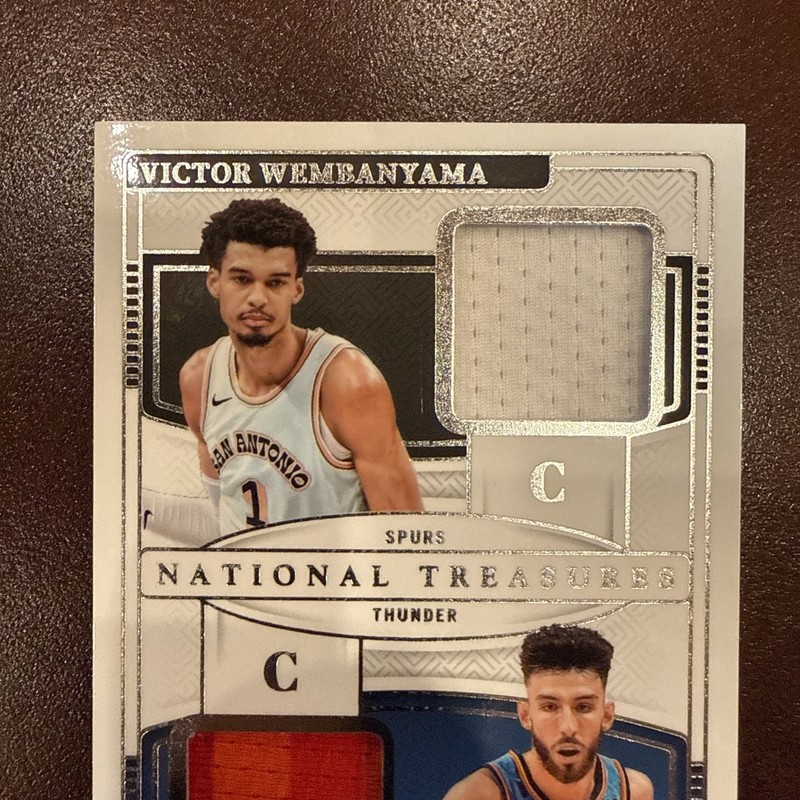 Wembanyama/Holmgren 2024 National Treasures Matchups Dual Patch - Game Worn /99 view 2