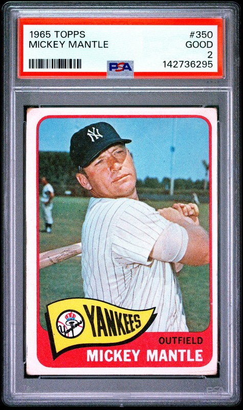 1965 Topps #350 Mickey Mantle Yankees PSA 2