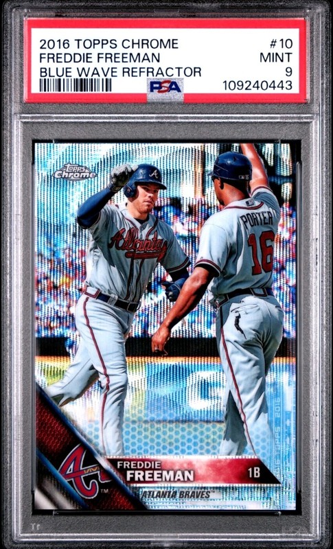 2016 FREDDIE FREEMAN PSA 9 TOPPS CHROME BLUE WAVE REFRACTOR BRAVES DODGERS /75 