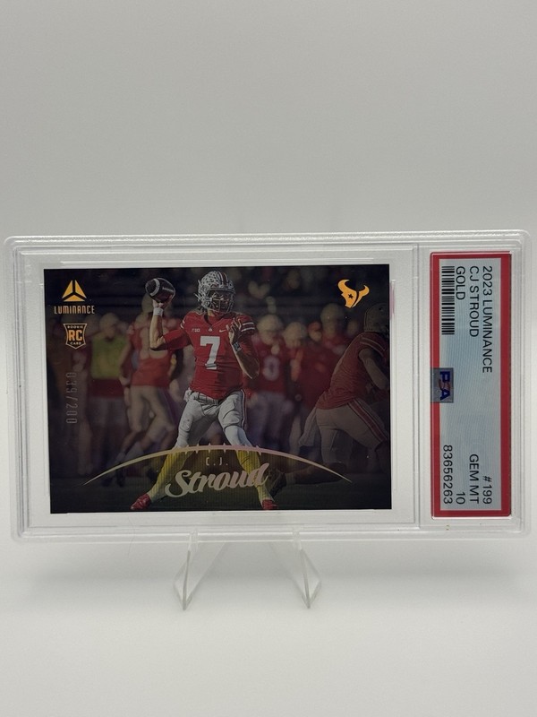 2023 Panini Luminance - CJ Stroud #199 Gold /200 (RC) PSA 10 Houston Texans view 2