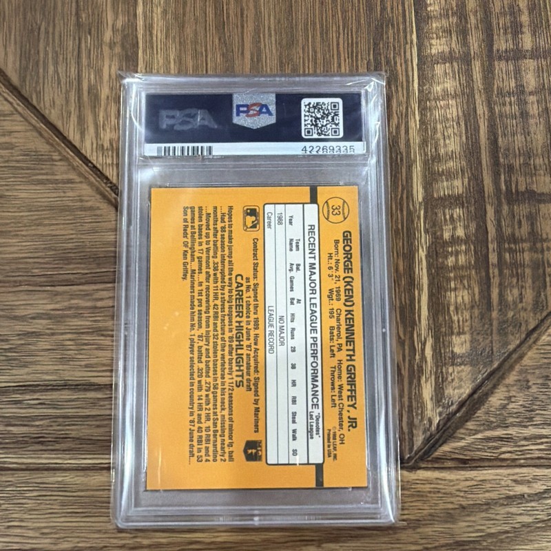 1989 Donruss Ken Griffey, Jr. #33 PSA 9 Rookie Card view 2