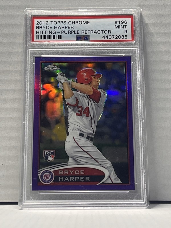 2012 Topps Chrome - Bryce Harper Hitting Purple Refractor (RC) PSA 9