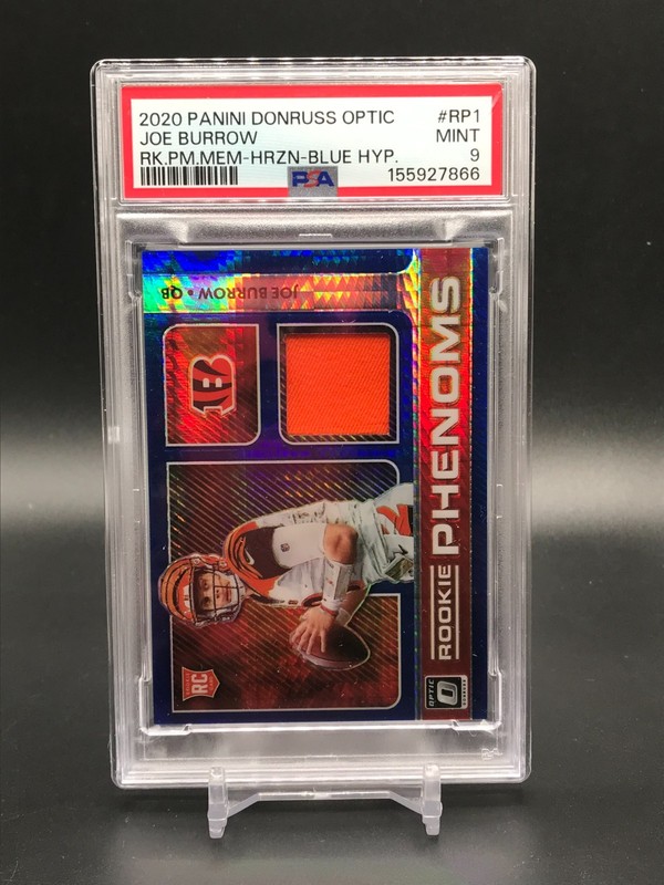 2020 Panini Donruss Optic Joe Burrow Rookie Phenoms #RP-1 Blue Hyper Prizm PSA 9
