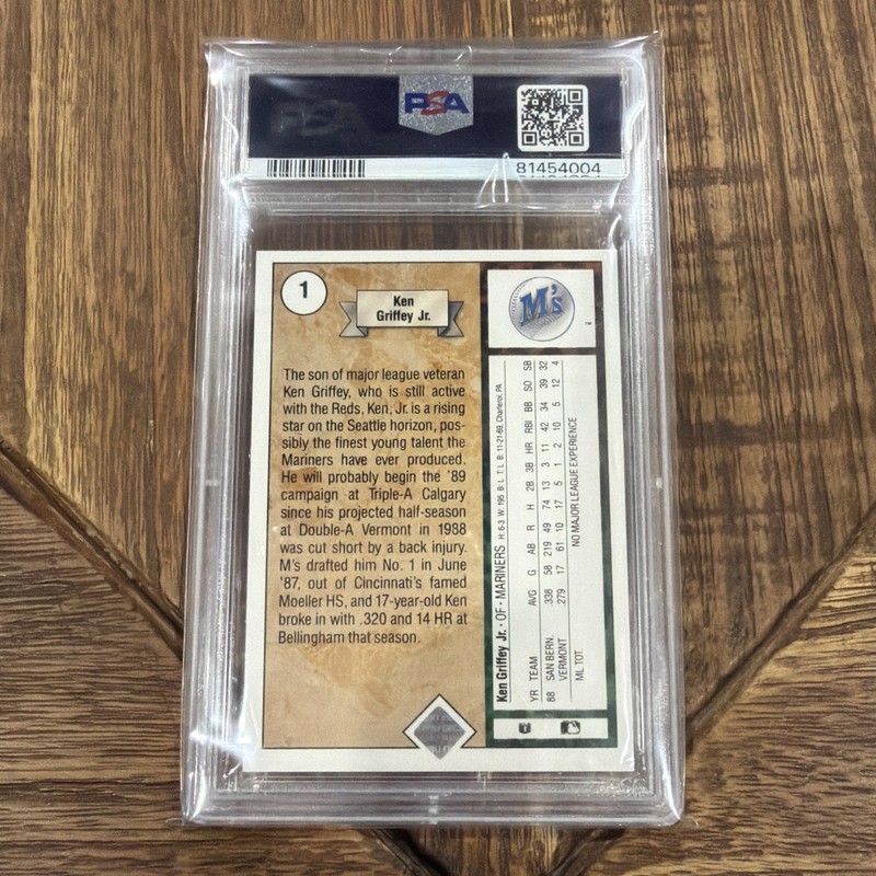 1989 Upper Deck Ken Griffey Jr Star Rookie #1 PSA 9 view 2