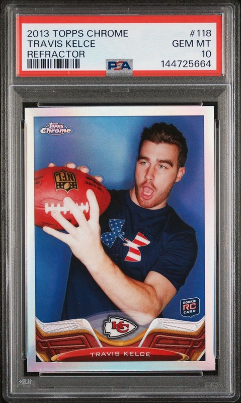 2013 Topps Chrome #118 TRAVIS KELCE Refractor RC ROOKIE, PSA 10 Gem Mint