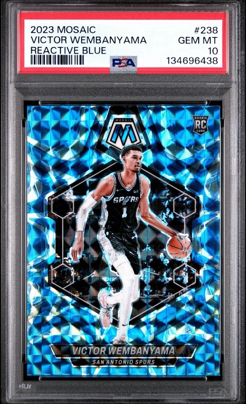 2023 Panini Mosaic Victor Wembanyama RC #238 Reactive Blue PSA 10 GEM Spurs